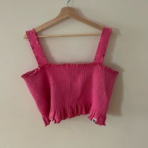 Lucy and Yak Pink Ruched Tube Crop Top Size XL
